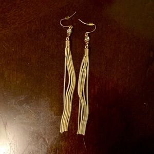 White and Gold Dangling Earrings - $6 with Bundle!